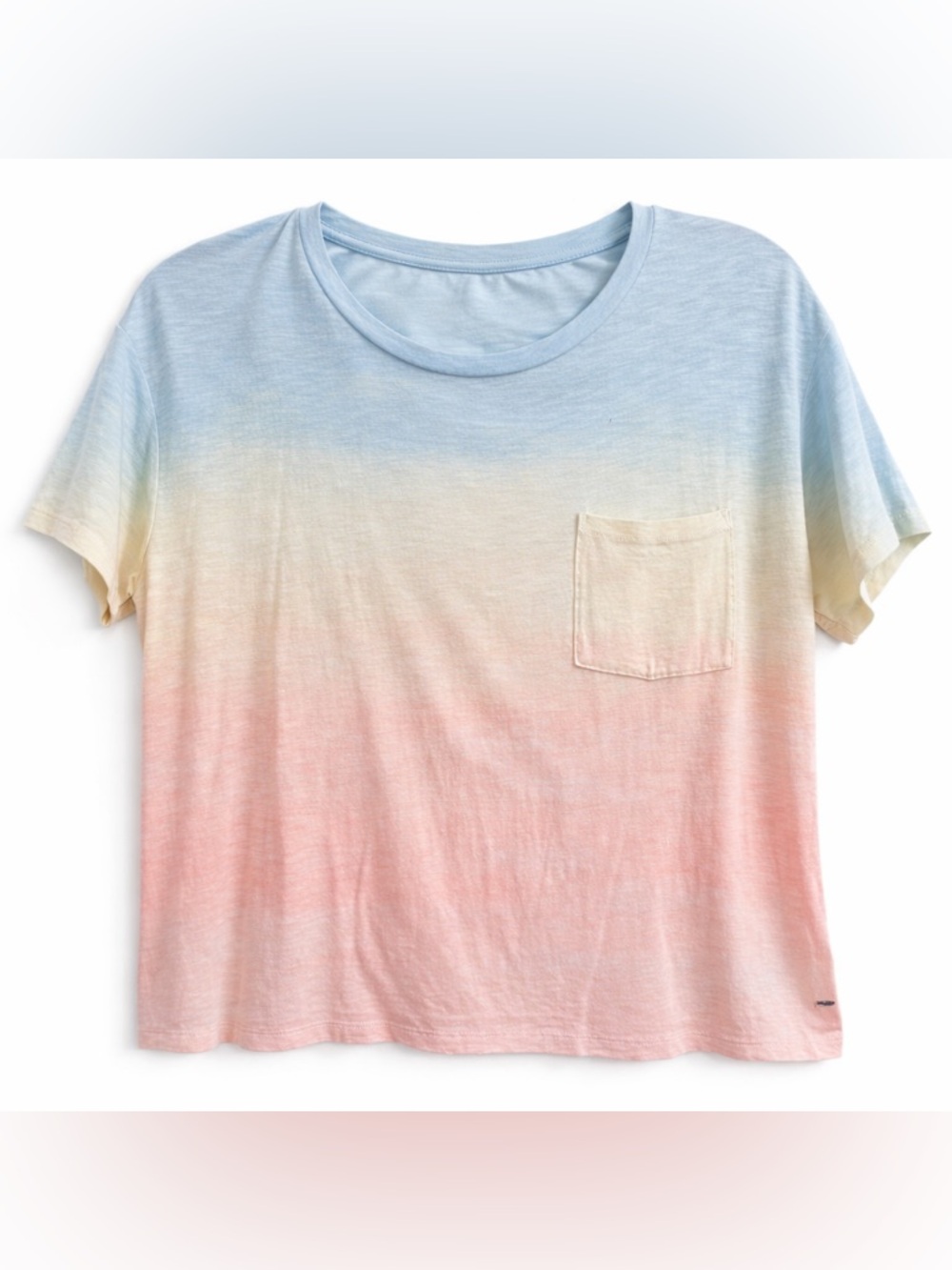 American Eagle Soft & Sexy Ombre T-Shirt Pastel Blue Pink Pocket Tee Size S